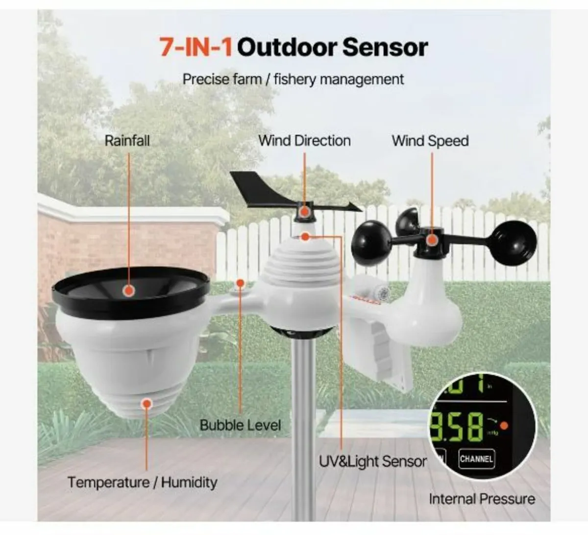 7-in-1 Wi-Fi Weather Station, 19.1 cm (7.5-inch) - Image 2