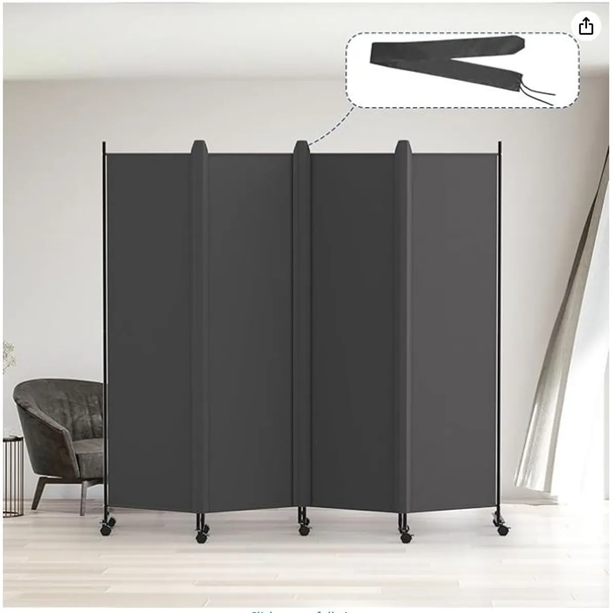 Foldable Room Divider/Privacy Screen with Wheels - Image 1