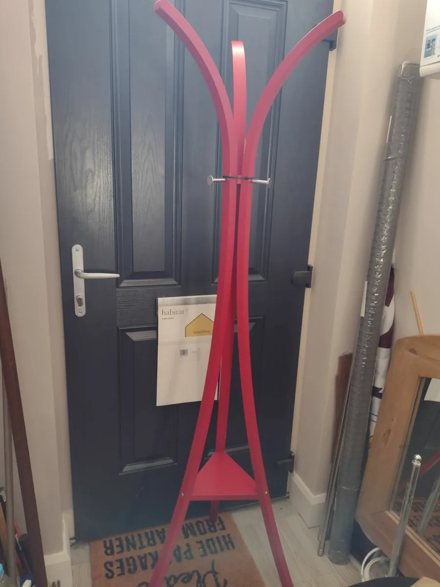 Tall wooden retro hall coat stand - Image 1