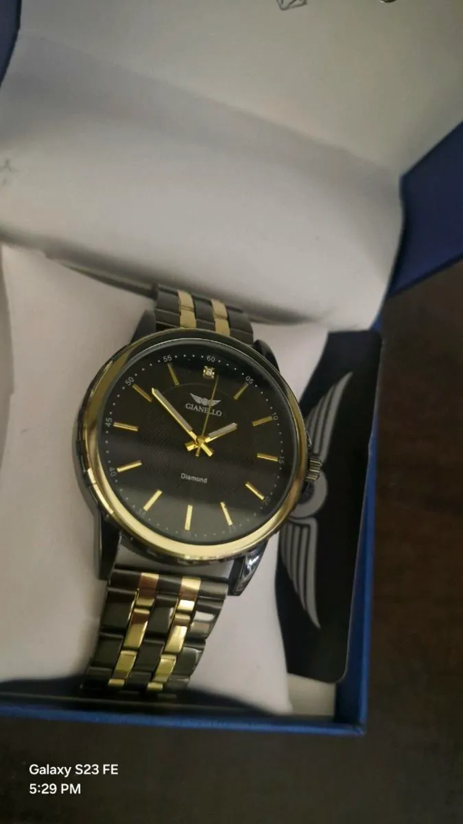 Gianello Genuine Diamond gold and black watch - Image 2