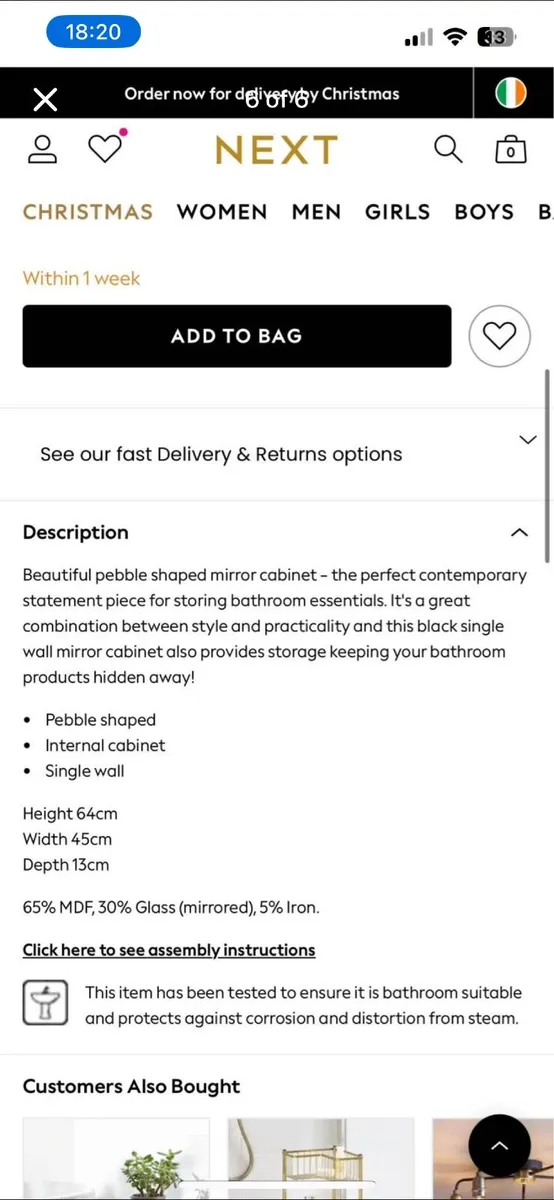 Stunning NEXT pebble wall mirror - Image 2