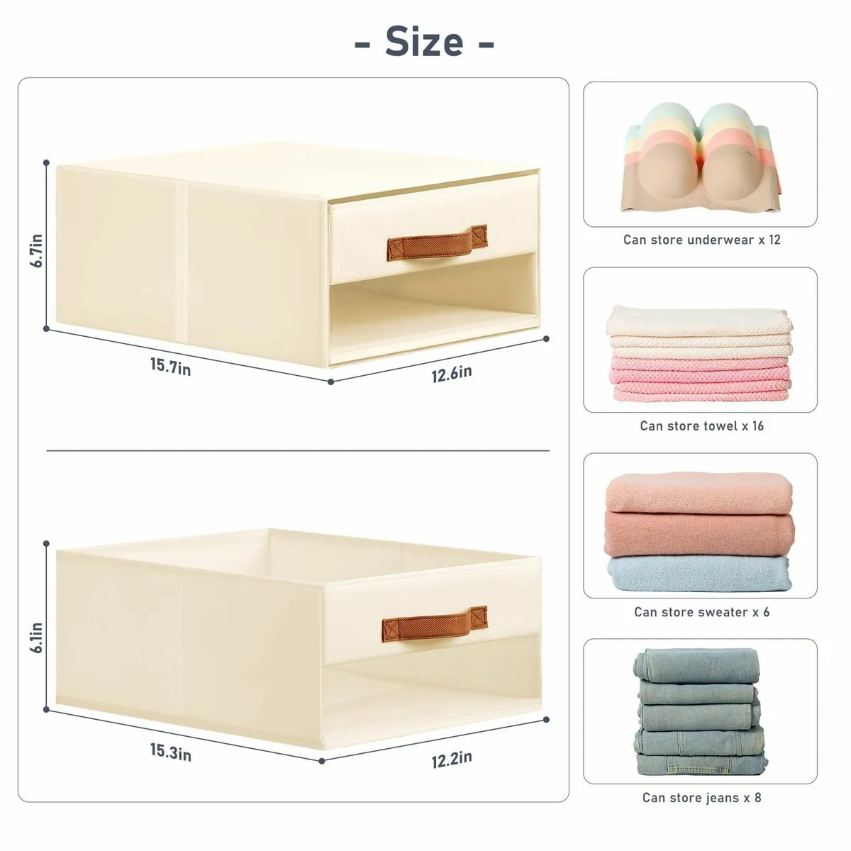 Wardrobe Storage Drawer Organiser - 6 Pack Fabric - Image 3