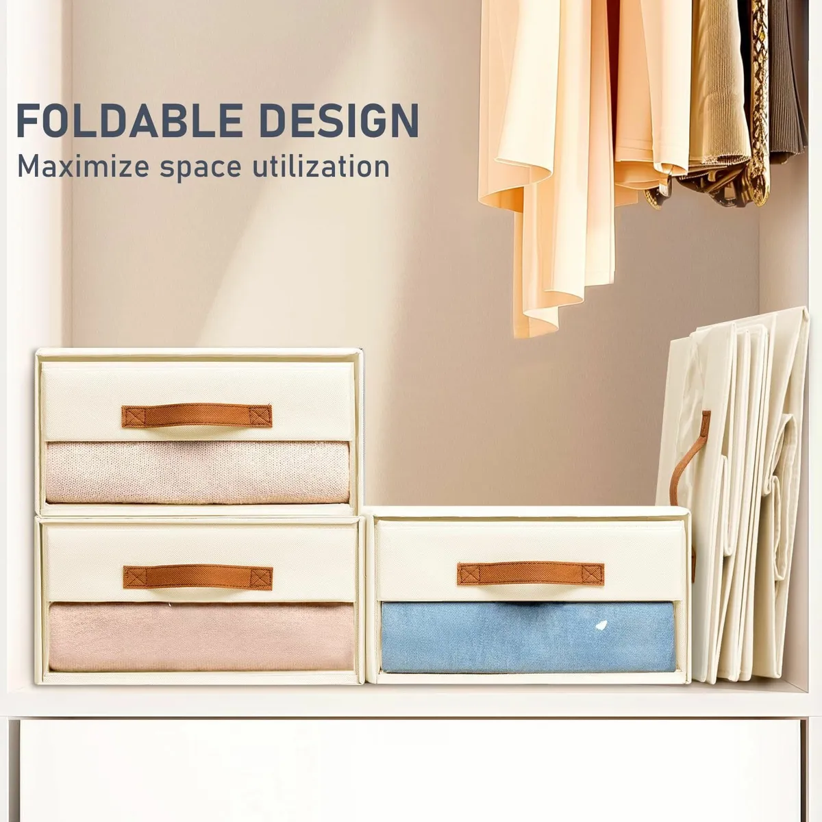 Wardrobe Storage Drawer Organiser - 6 Pack Fabric - Image 4