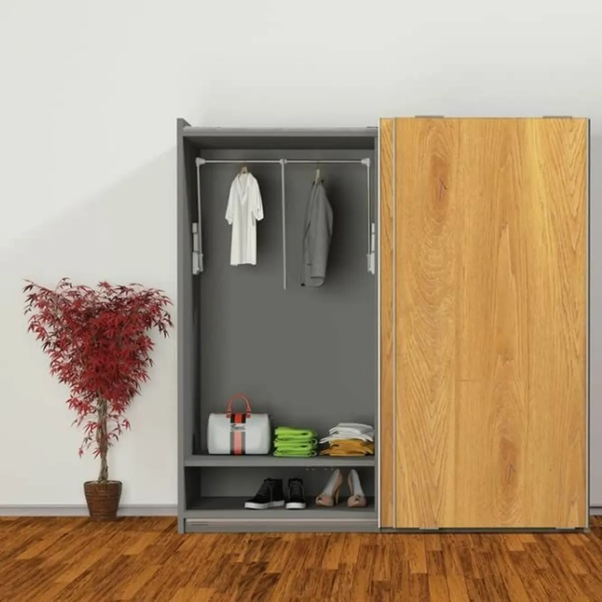 Adjustable Pull Down Wardrobe Rail 750mm-1150mm - Image 2