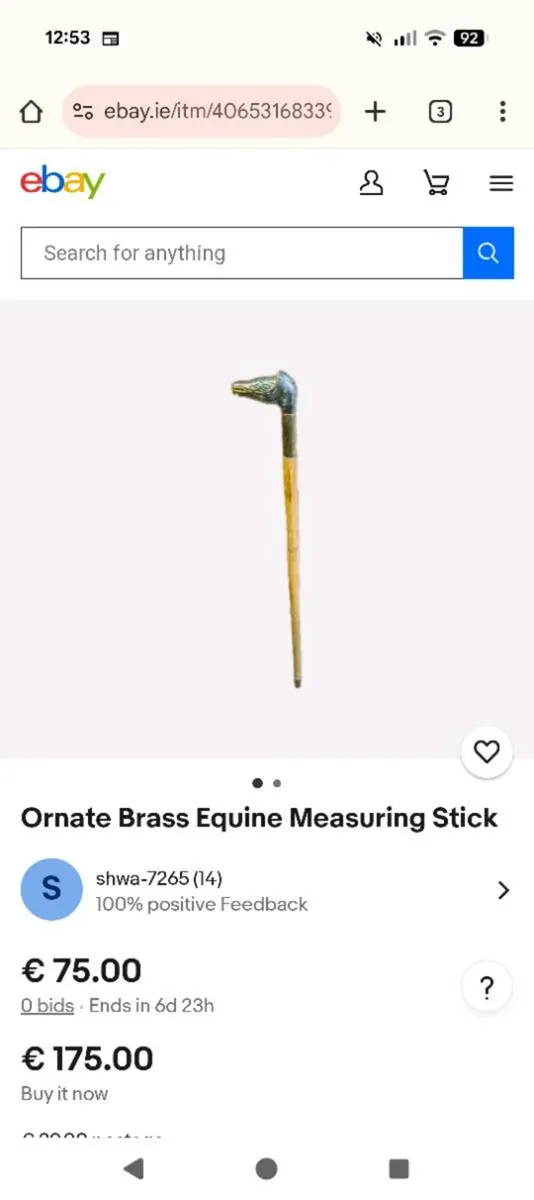 Ornate Brass Equine Measuring Stick - Image 1