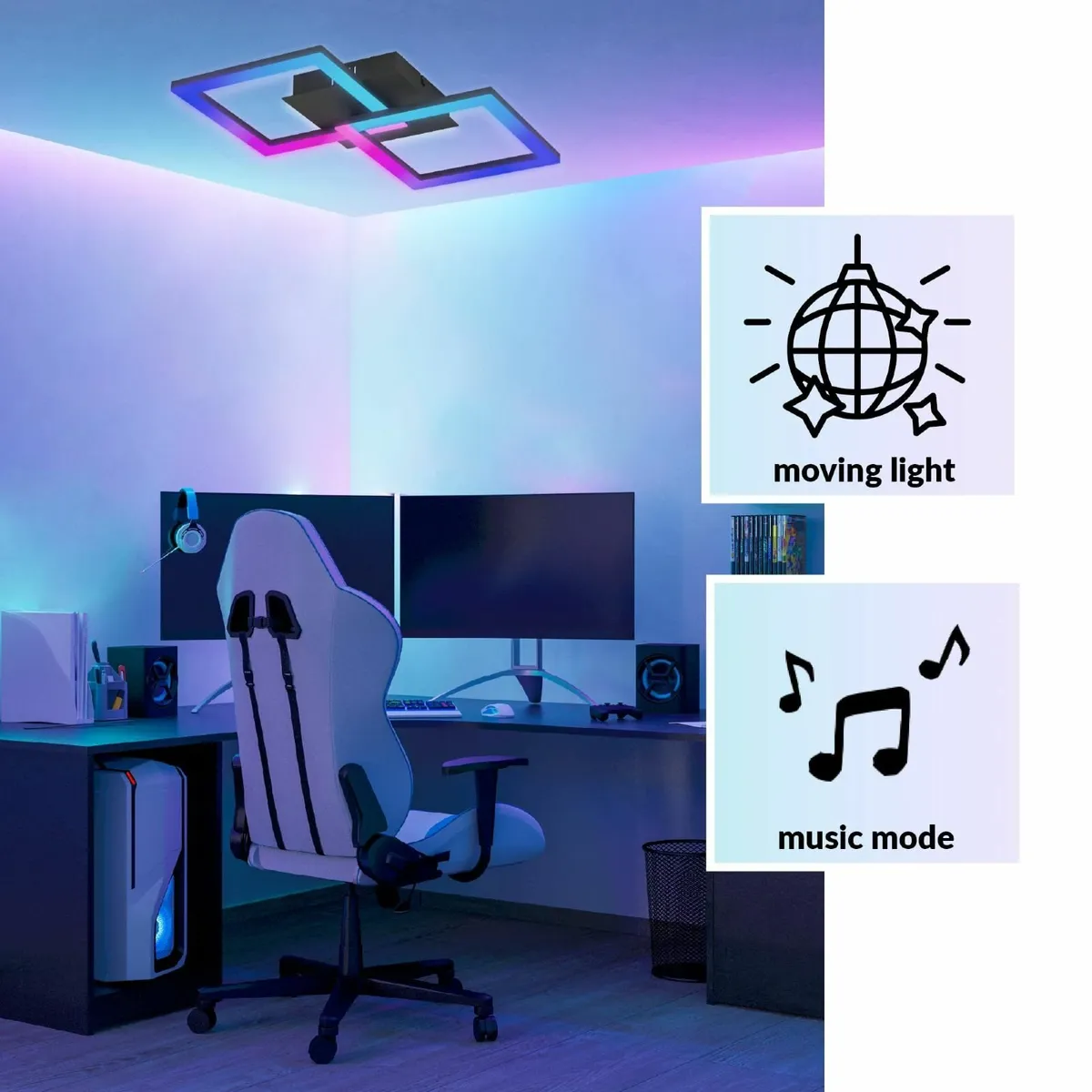 LED Ceiling Light Fitting RGBIC Geometric lamp - Image 4