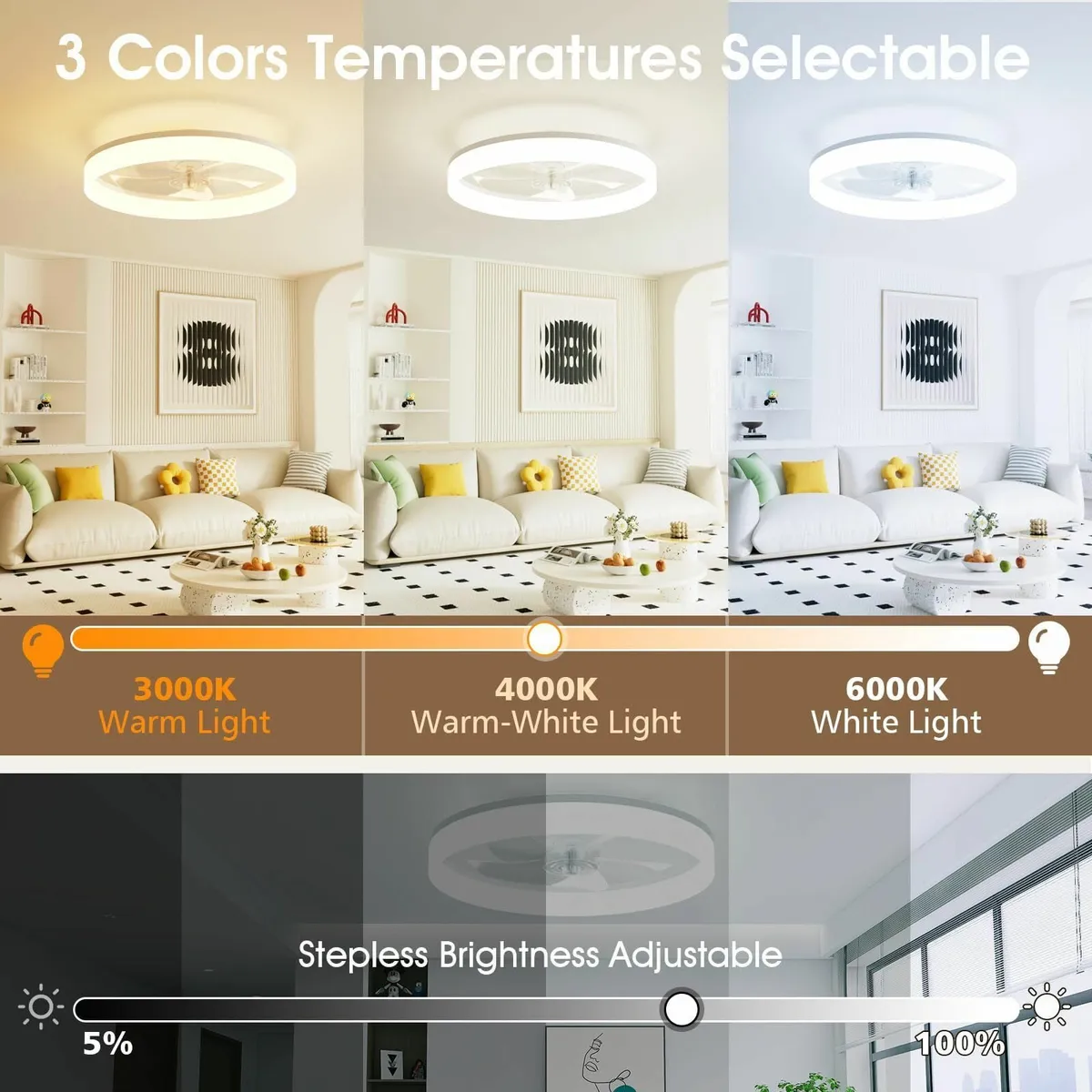 50CM LED Ceiling Light with Fan and Remote APP - Image 2