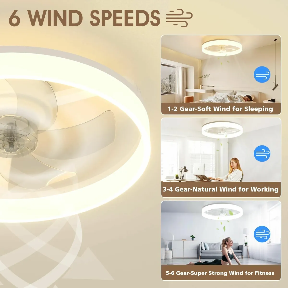 50CM LED Ceiling Light with Fan and Remote APP - Image 4