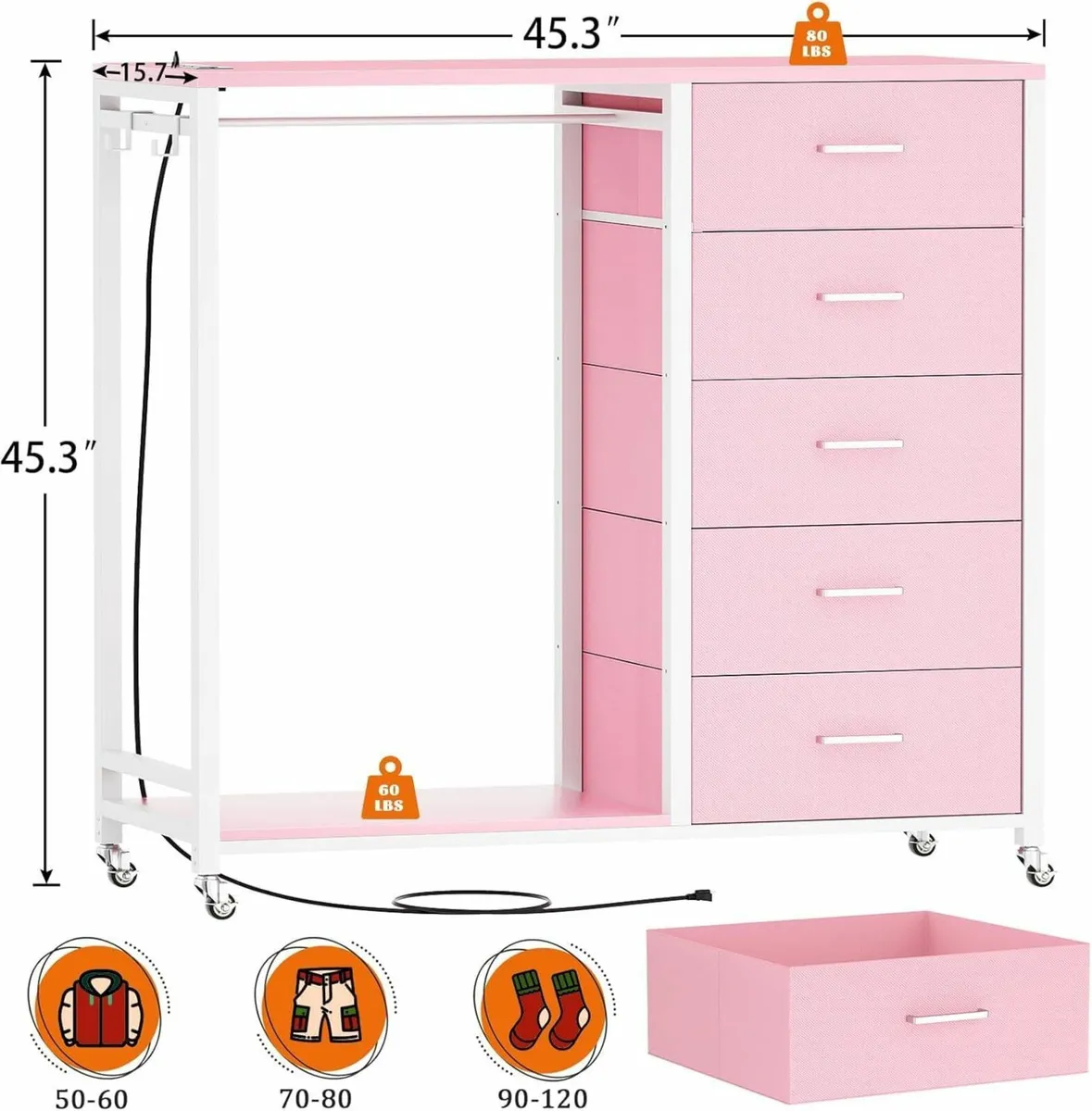 2 in 1 Chest of Drawers Dresser for Bedroom 5 - Image 2