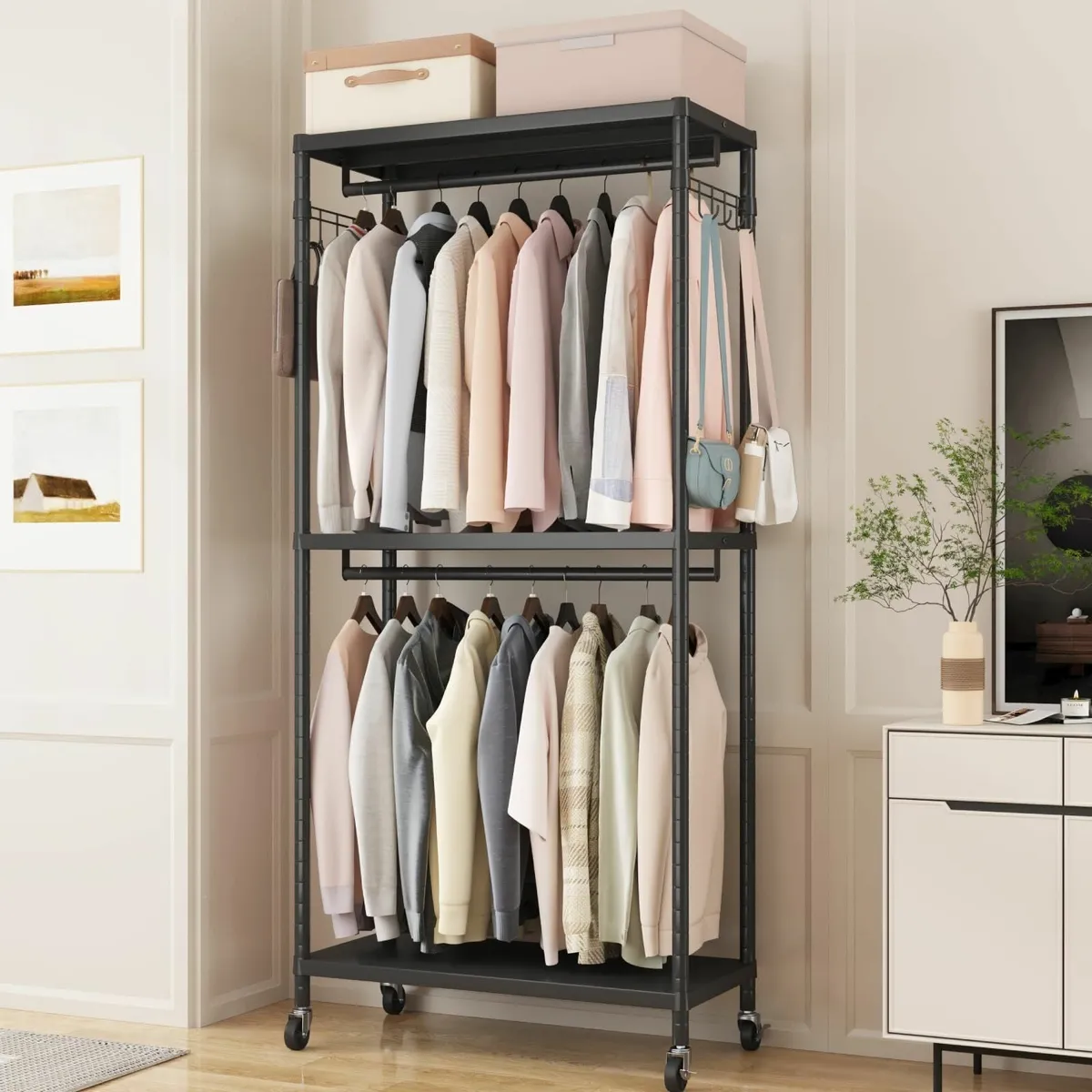 200cm Tall Heavy Duty Clothes Rail Metal Open - Image 1