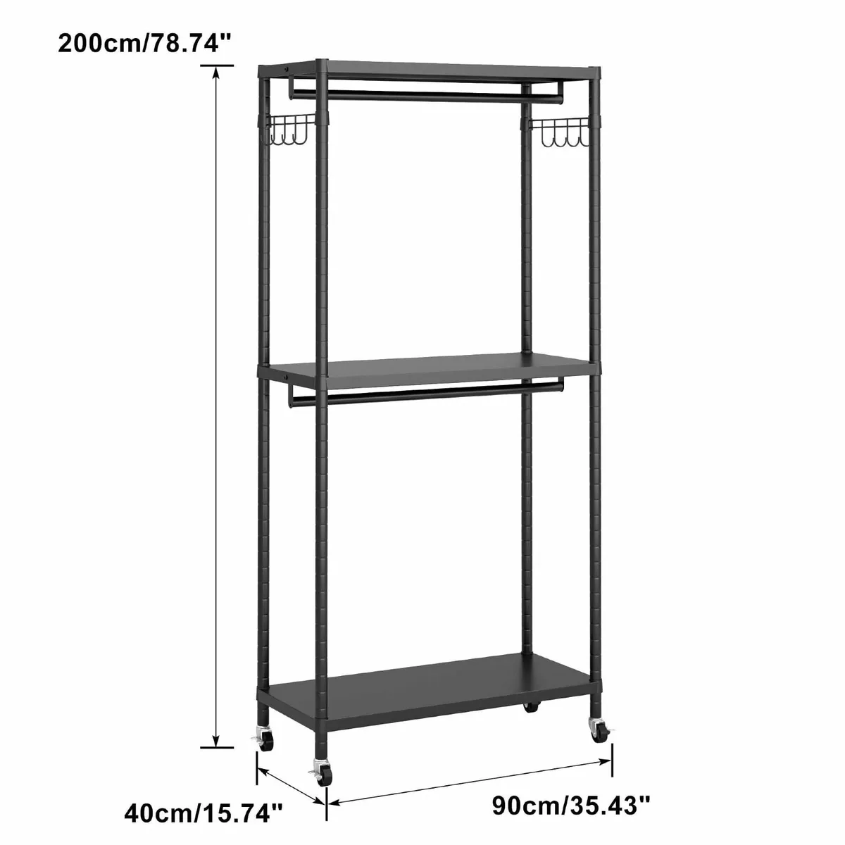 200cm Tall Heavy Duty Clothes Rail Metal Open - Image 2