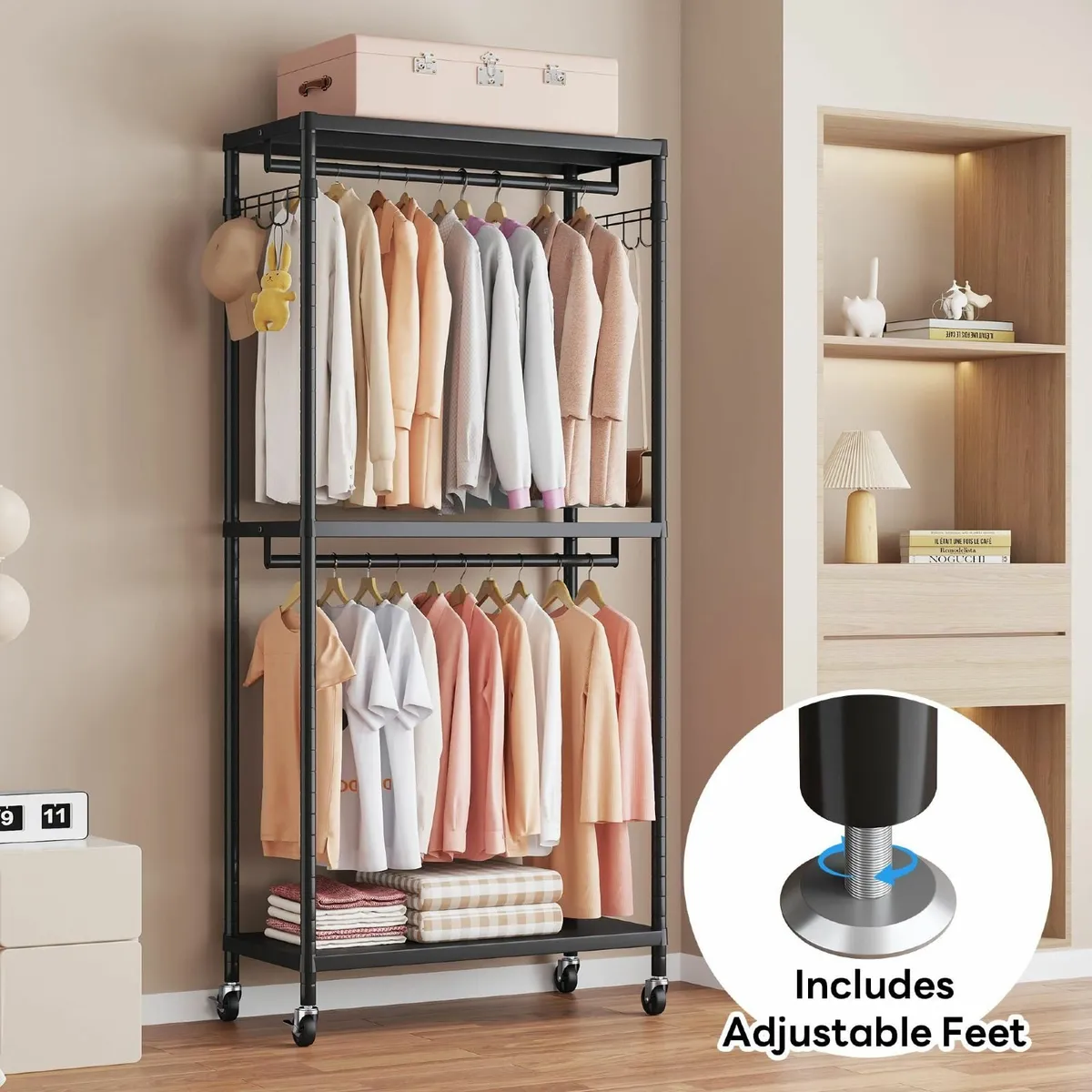 200cm Tall Heavy Duty Clothes Rail Metal Open - Image 3