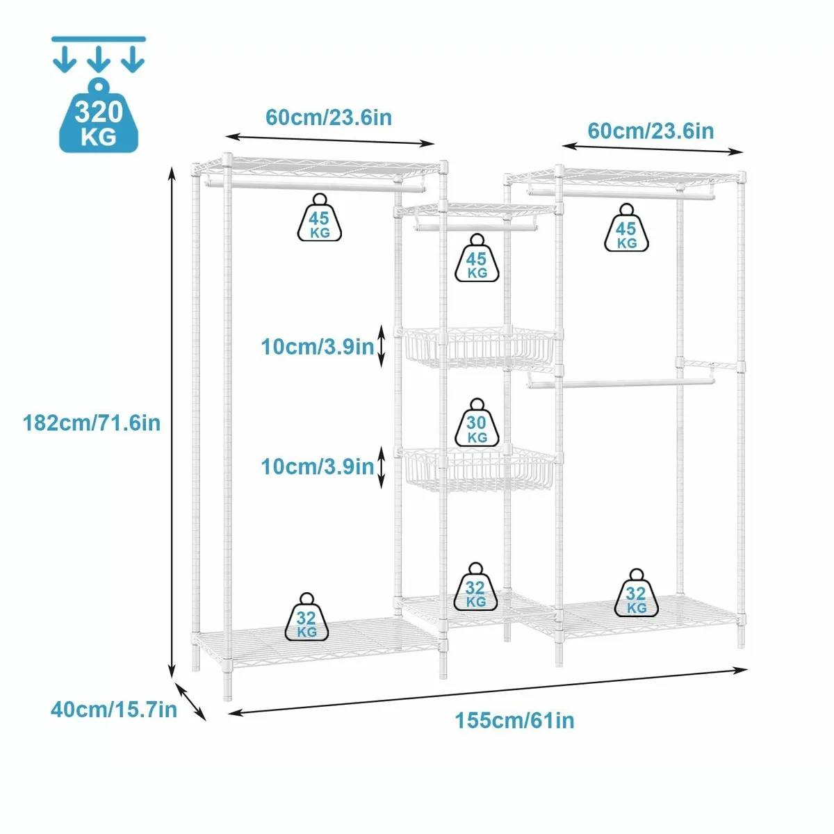 Clothes Rails Heavy Duty Clothing Rail Garment - Image 3