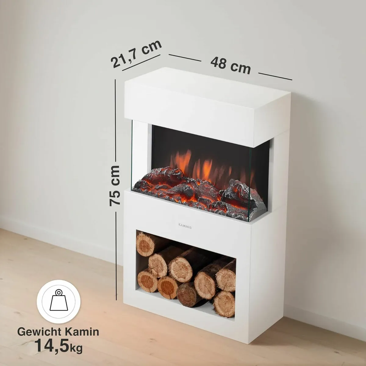 Freestanding Electric Fireplace White or Black - Image 4