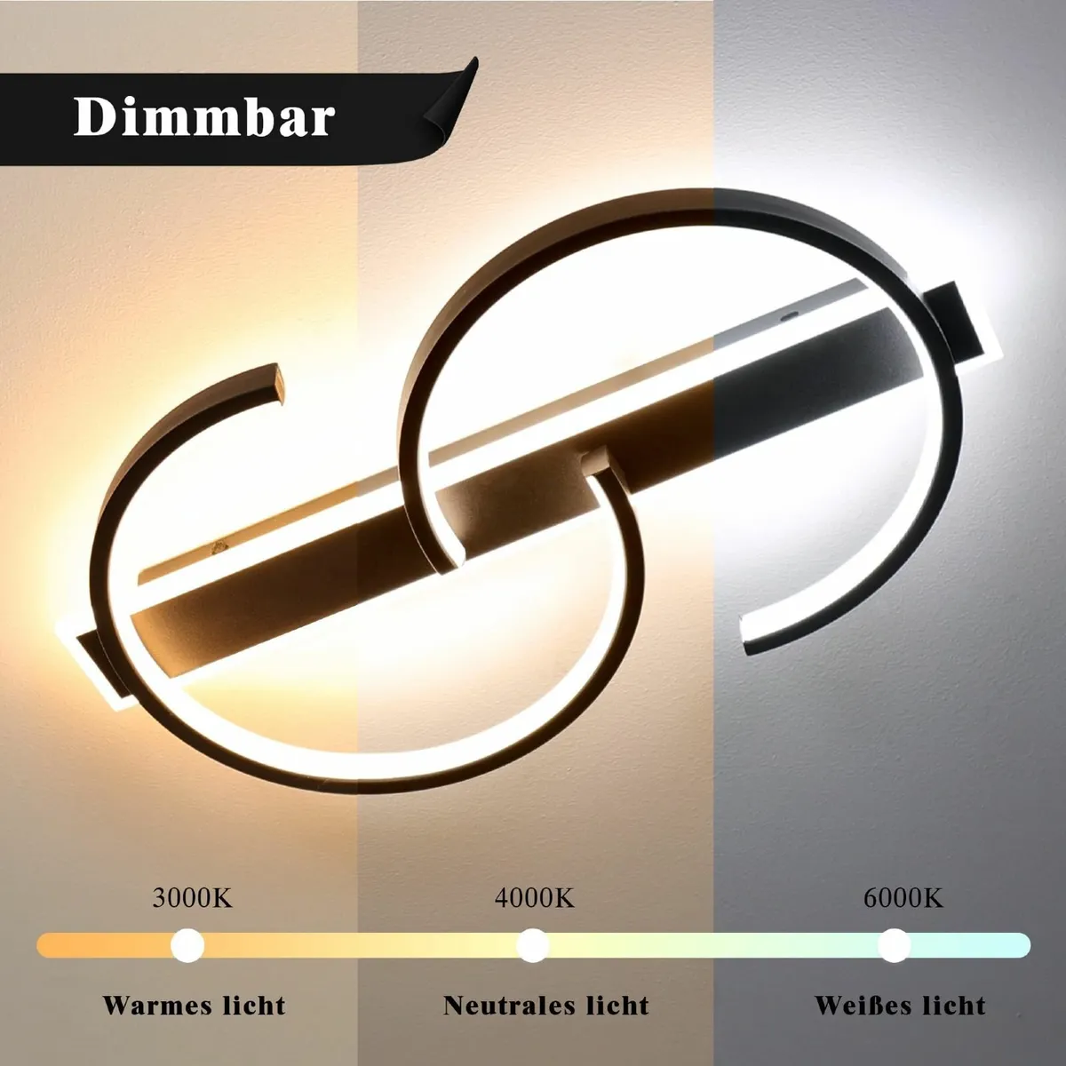 LED Ceiling Light dimmable lamp Black Living Room - Image 3