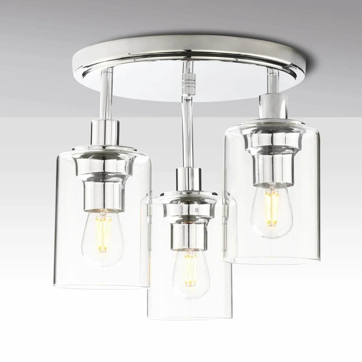 Vintage 3 Way Ceiling Lights Industrial Glass - Image 1