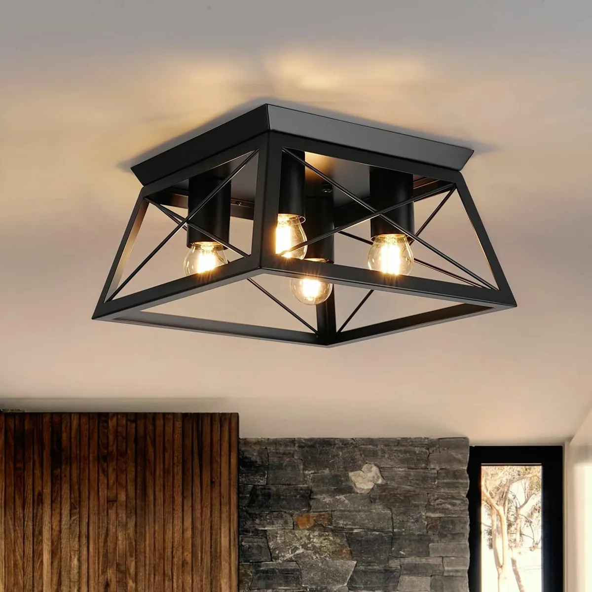 4-Light Ceiling Lights - Black Industrial Light - Image 1