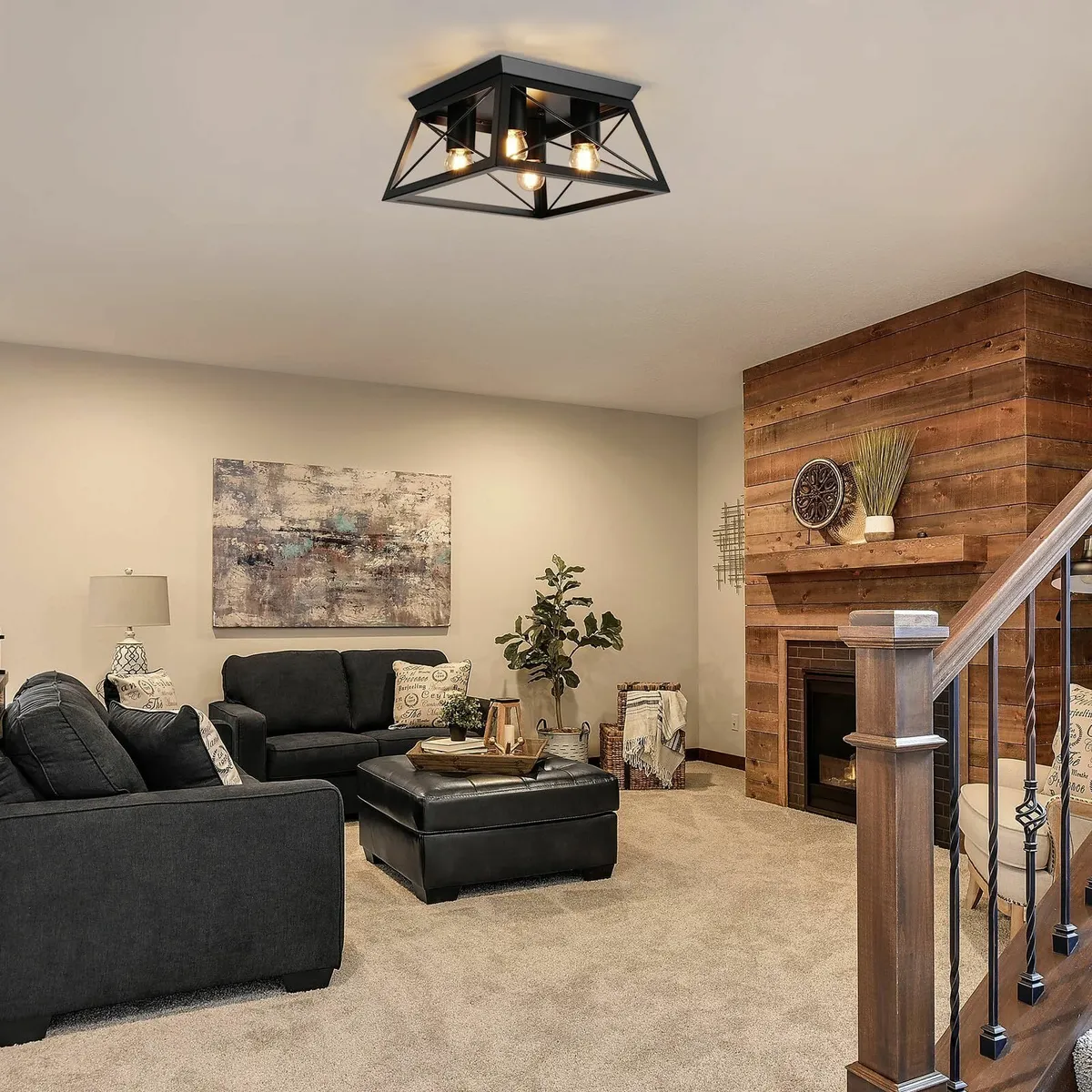 4-Light Ceiling Lights - Black Industrial Light - Image 3