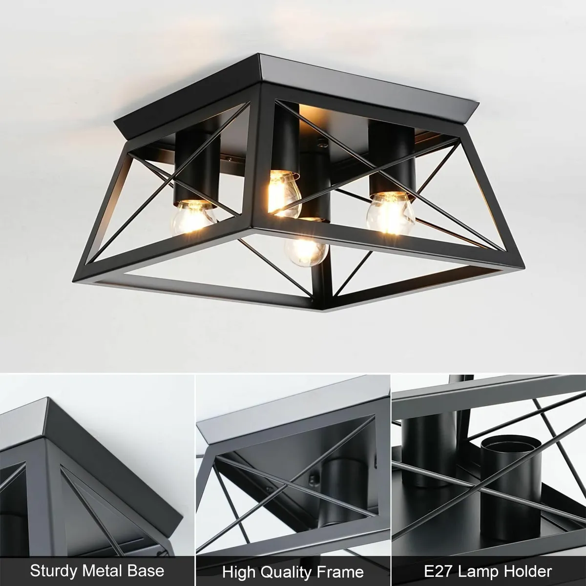 4-Light Ceiling Lights - Black Industrial Light - Image 4
