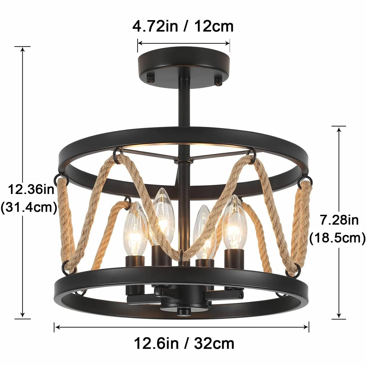 Black Ceiling Lights Living Room 4 Rustic - Image 4