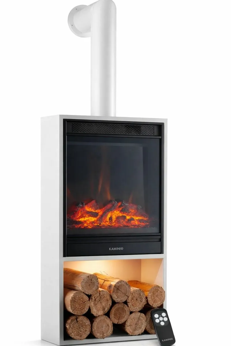 Freestanding Electric Fireplace with Heater & Chim - Image 1