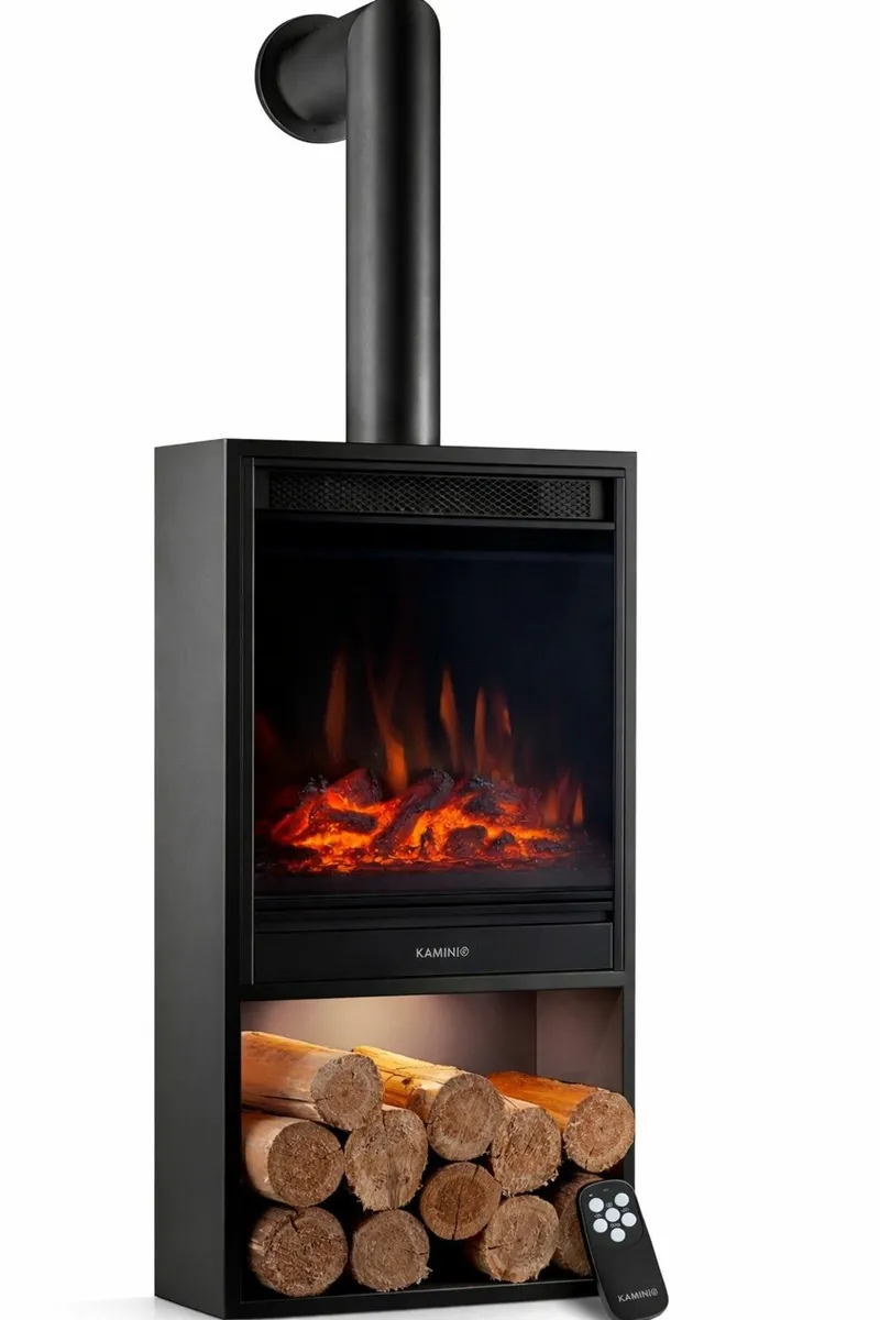 Freestanding Electric Fireplace with Heater & Chim - Image 2