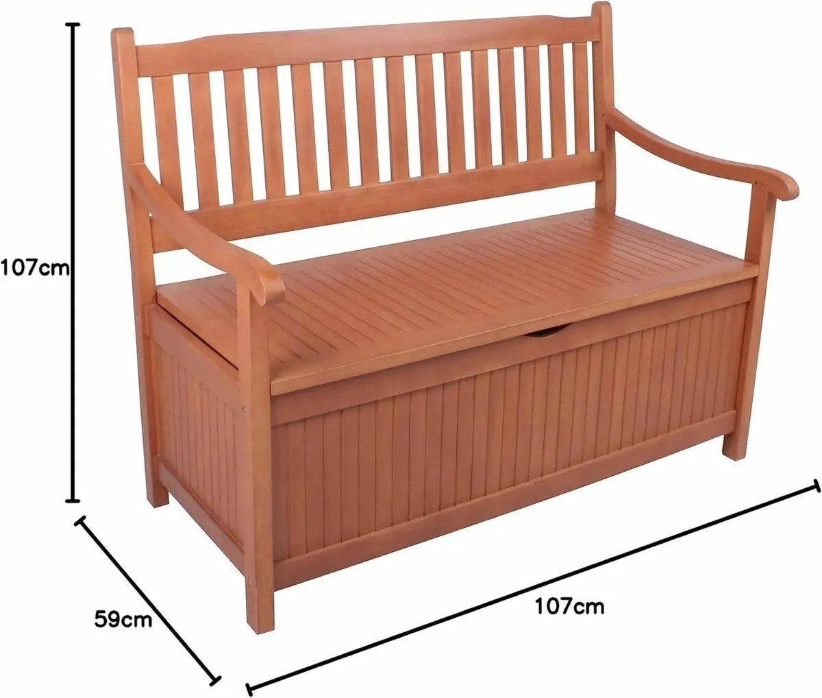 Wooden Garden Bench with Storage Box Weatherproof - Image 3
