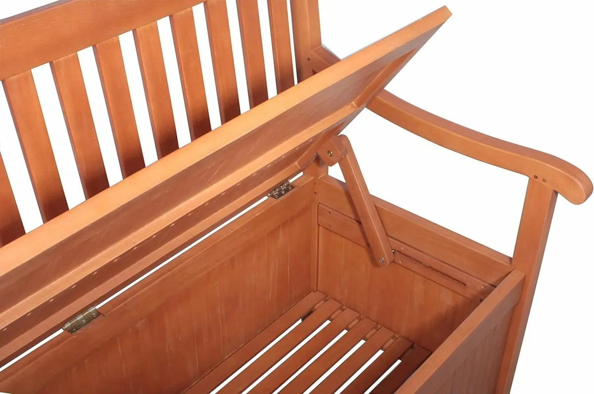 Wooden Garden Bench with Storage Box Weatherproof - Image 4