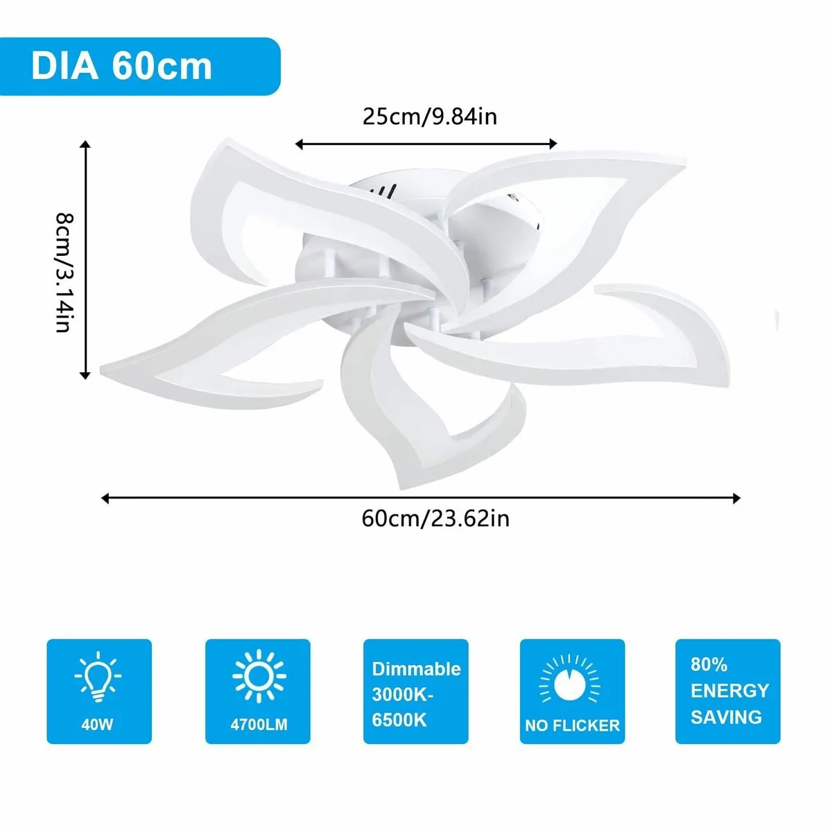 LED Ceiling Light Dimmable Lamp with Remote - Image 2