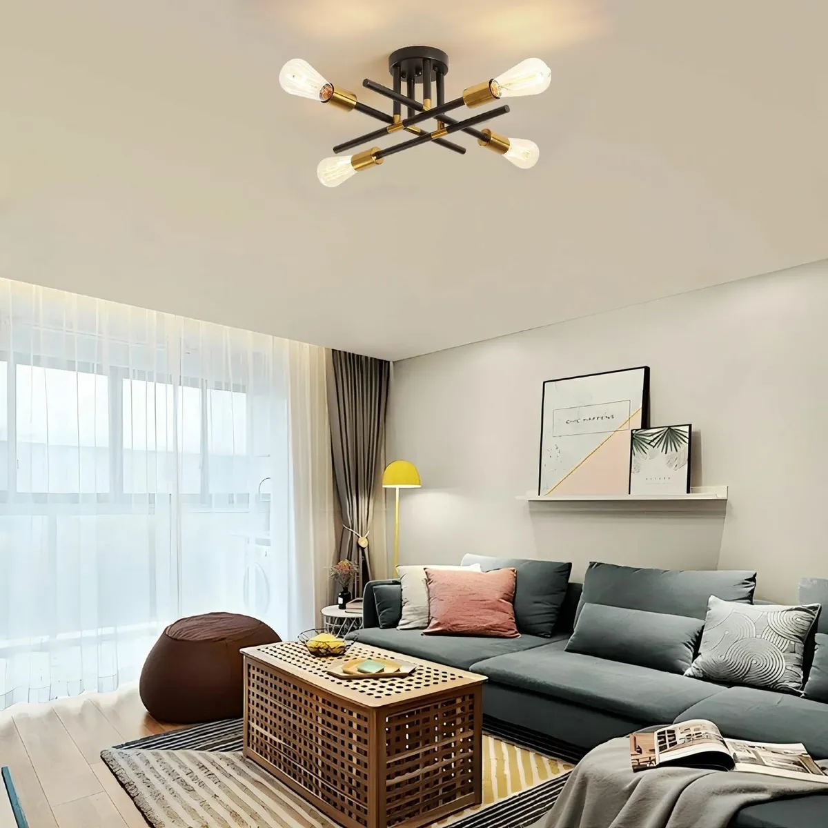 Sputnik Ceiling Light 4 Lights Modern Living Room - Image 2