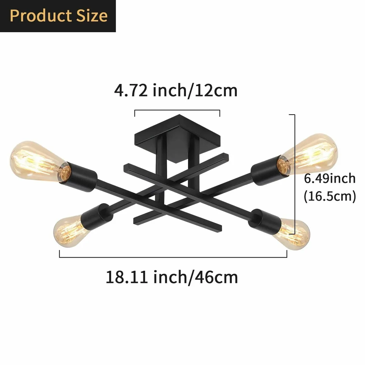 Sputnik Ceiling Light 4 Lights Black Living Room - Image 2