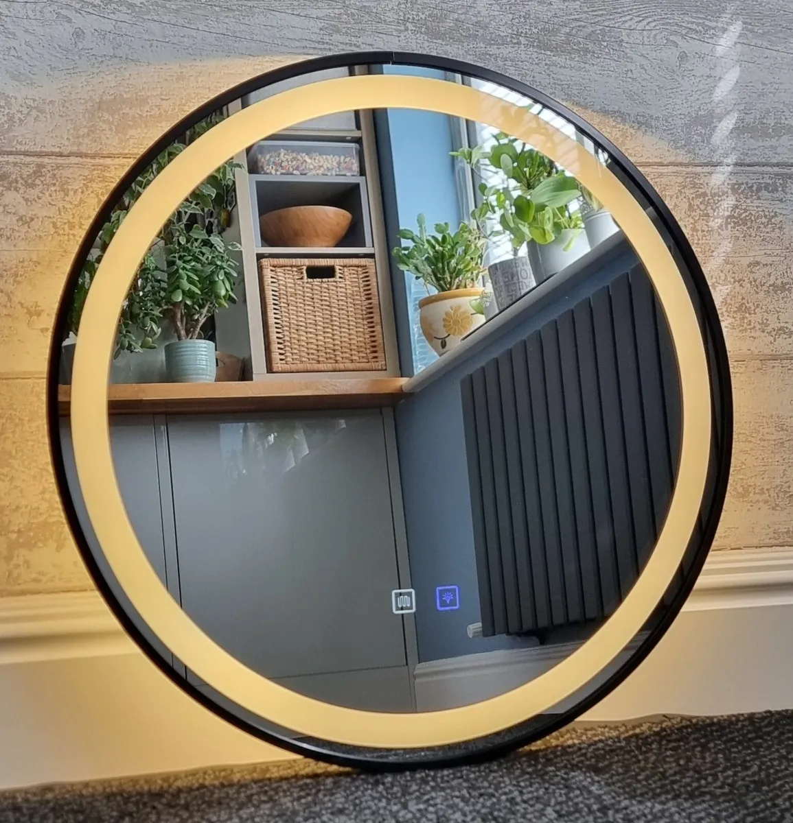 LED Bathroom Mirror Black Frame Antifog Demister - Image 3