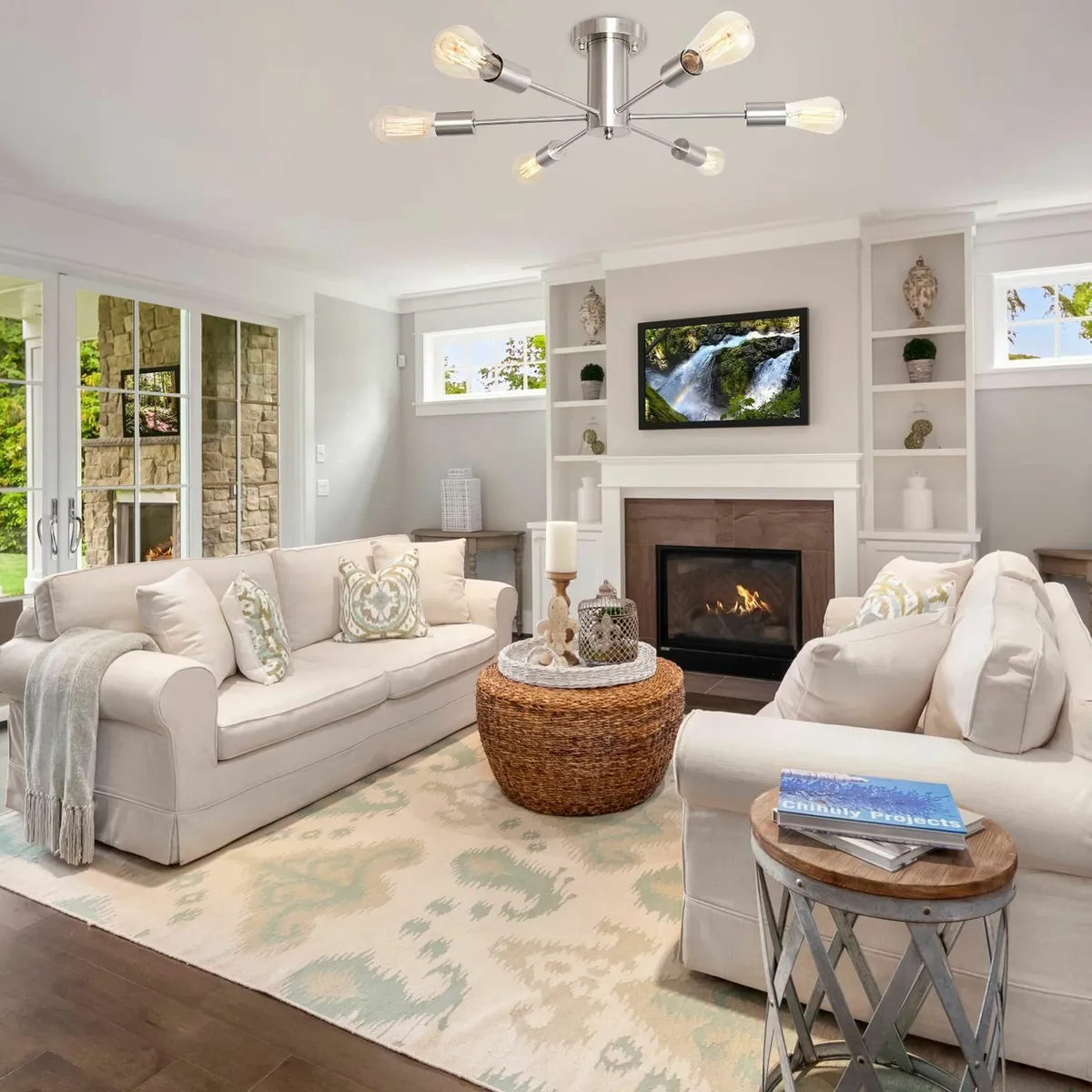 Sputnik Ceiling Light Nickel Modern Fittings - Image 2