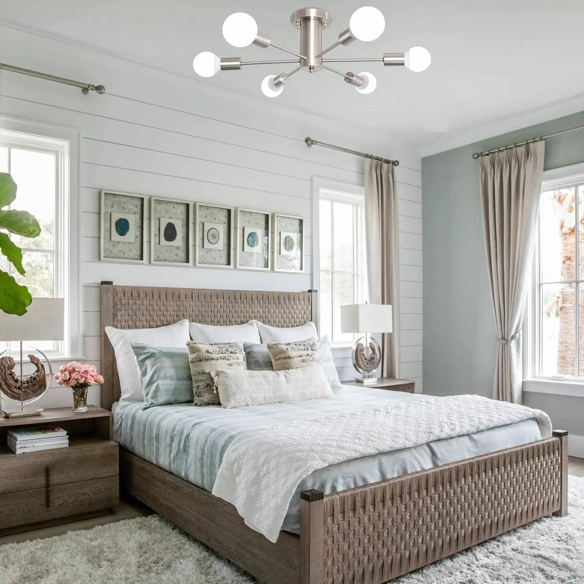 Sputnik Ceiling Light Nickel Modern Fittings - Image 4