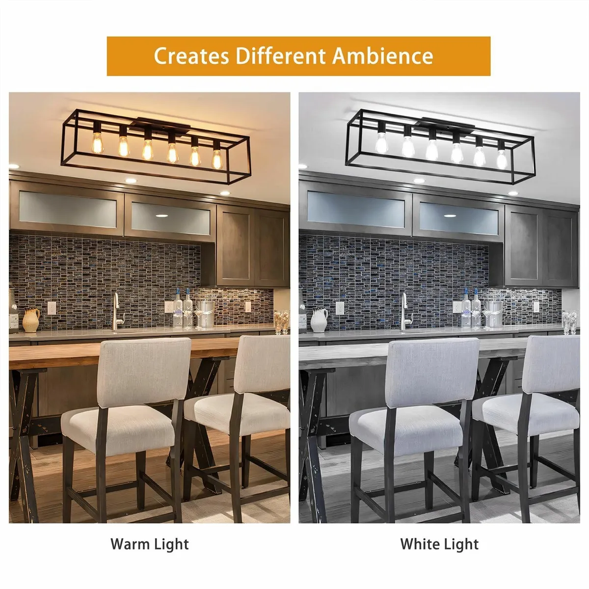 Retro Industrial Ceiling Light 6 Iron Cage Flush - Image 4