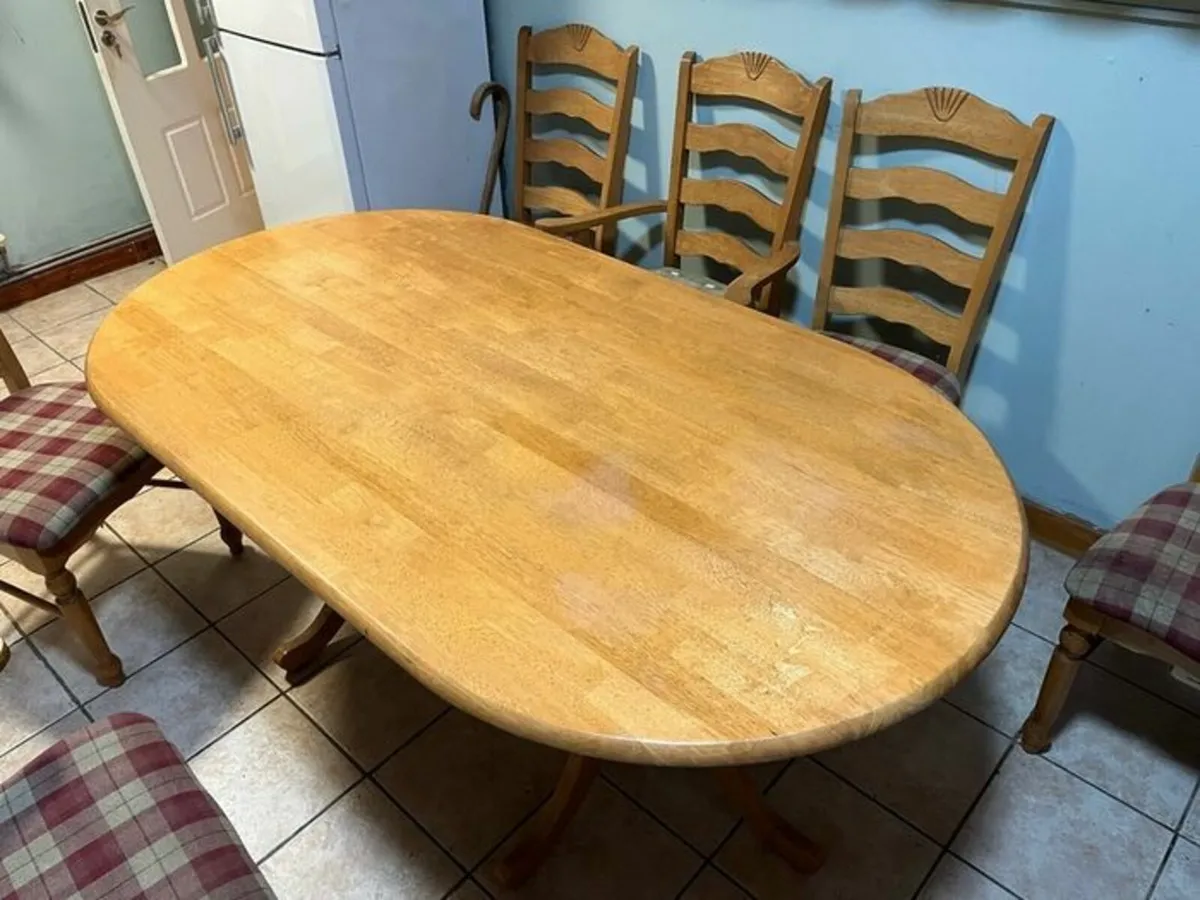 Pine Dining Table and Six Chairs. Solid. Heavy - Image 1