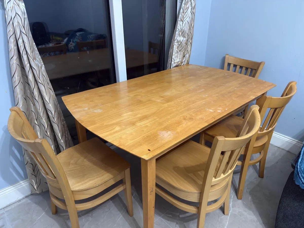 Solid Wood Dinning Table with 4 Chairs - Image 1