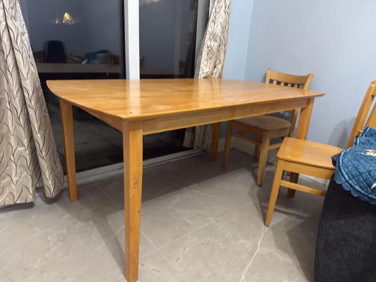Solid Wood Dinning Table with 4 Chairs - Image 2