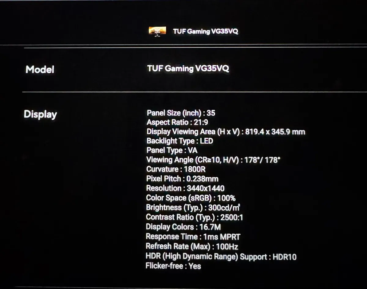 Asus Tuf Gaming VG35VQ - Image 3