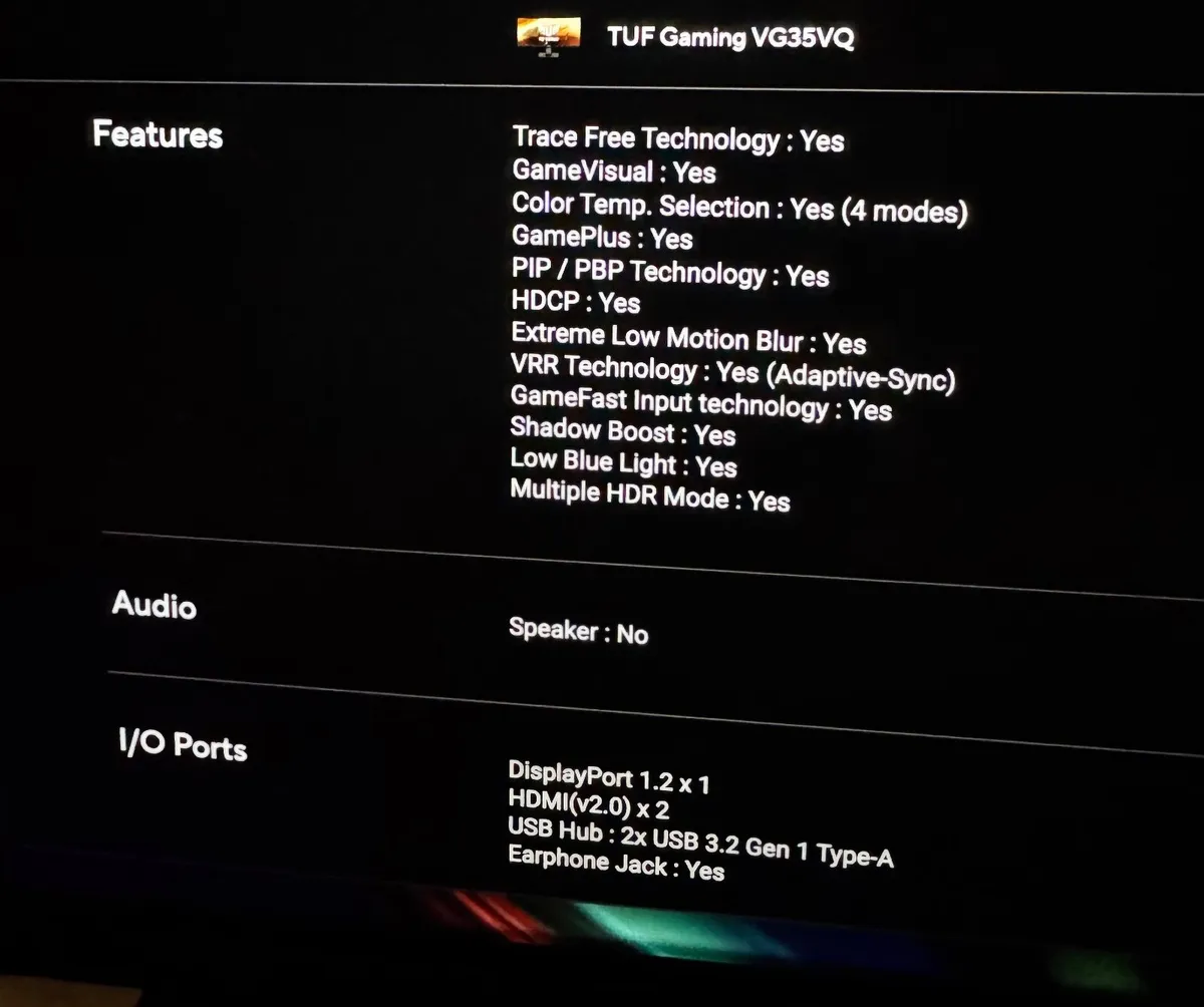 Asus Tuf Gaming VG35VQ - Image 4