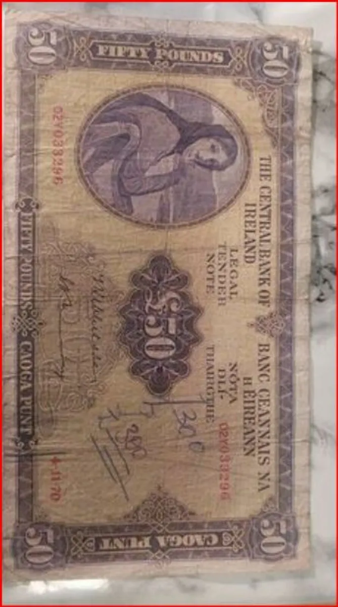 Irish50 pound Note Central Bank of Ireland - Image 1