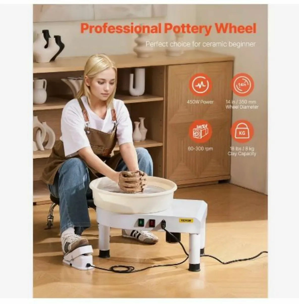 Pottery Wheel, 35 cm Ceramic Wheel Forming Machine - Image 2