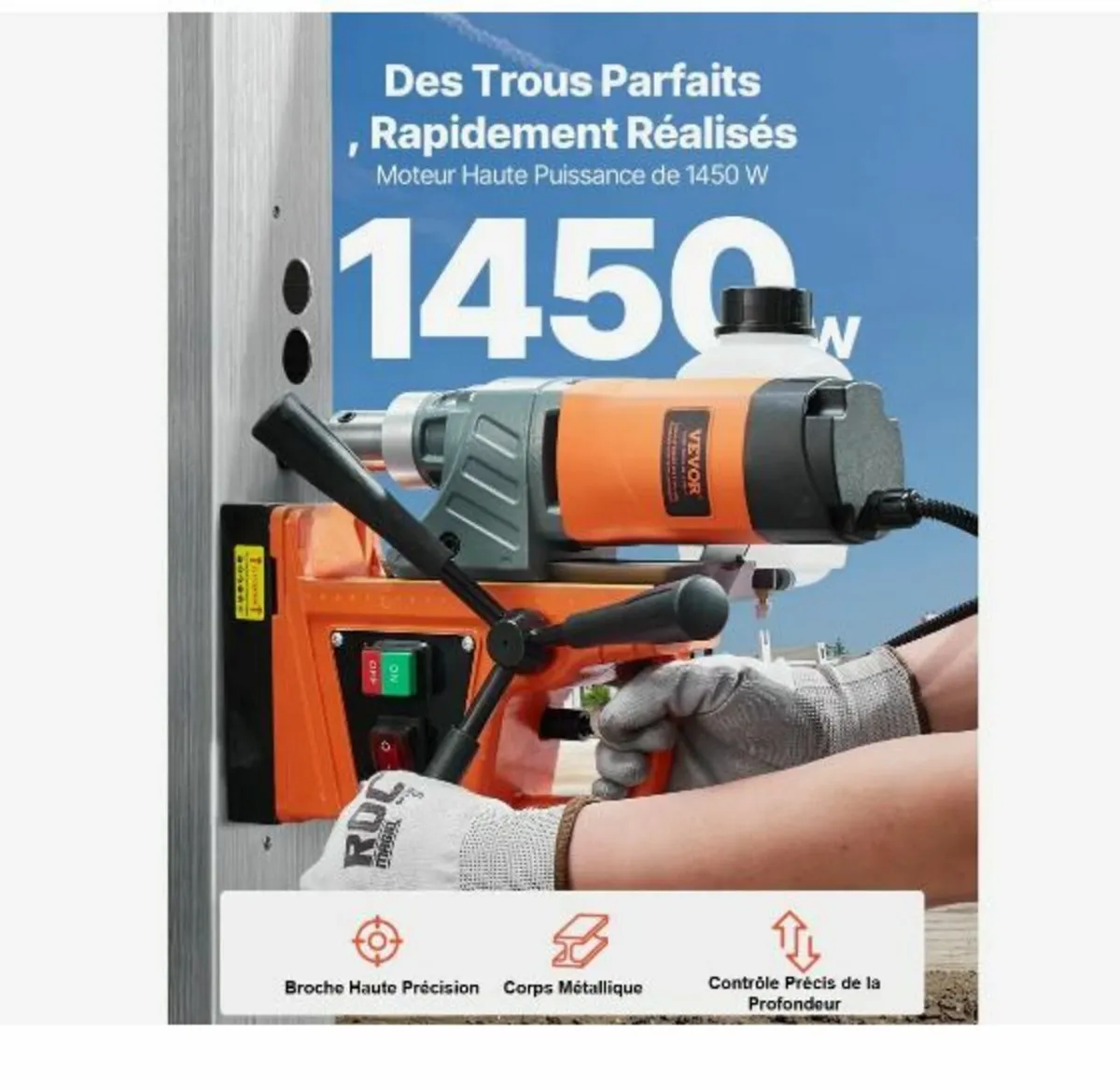 Magnetic Drill, 1450W Motor 1.6 in Boring Diamete - Image 2