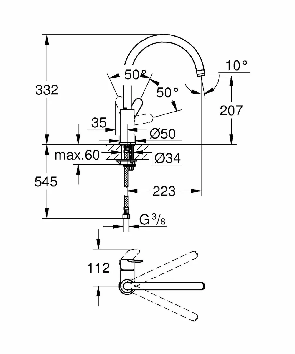 BauEdge – Single Lever Kitchen Mixer Tap (Monobloc - Image 3