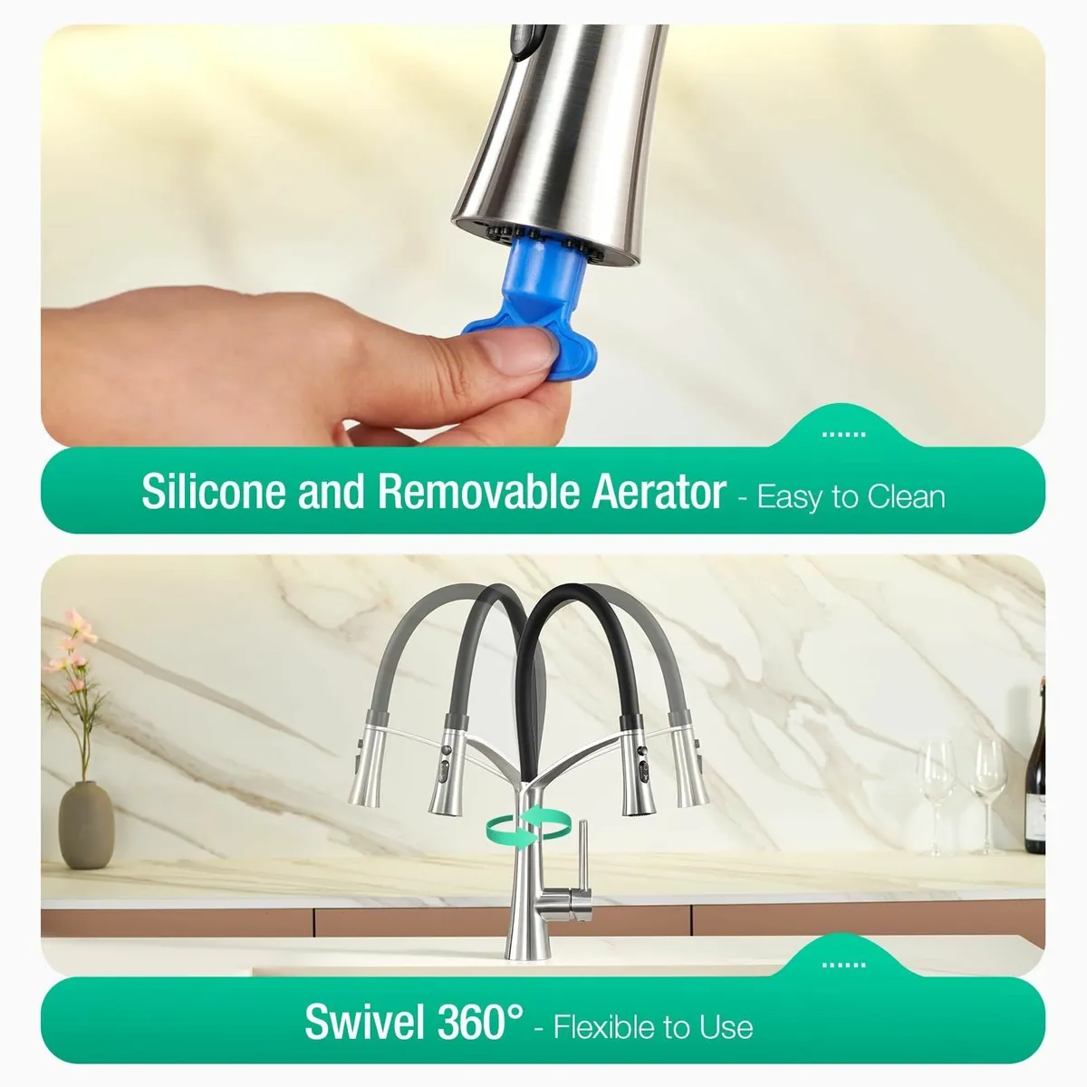 Kitchen Tap With Pull Down Dual Function Sprayer - Image 4