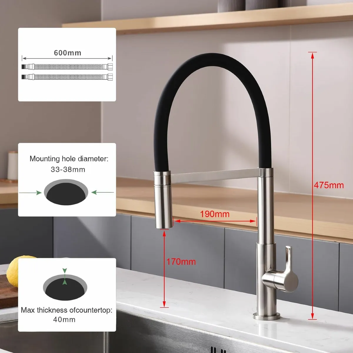Kitchen Sink Mixer Tap Flexible with Pull Out - Image 3