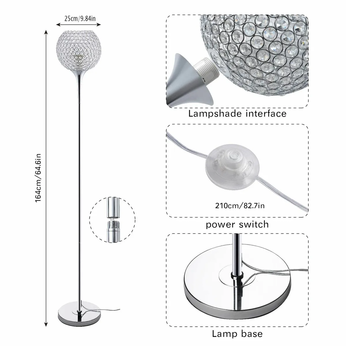 Led Floor Lamps for Living Room Modern Chrome - Image 2