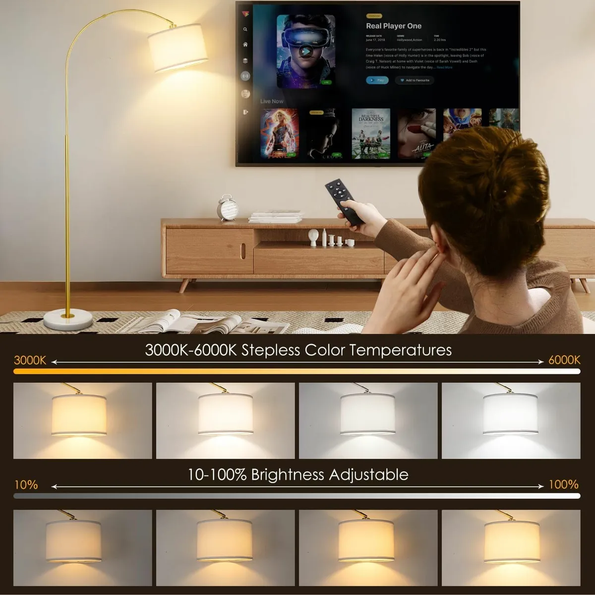 Arc Floor Lamp Modern Lamps for Living Room - Image 2