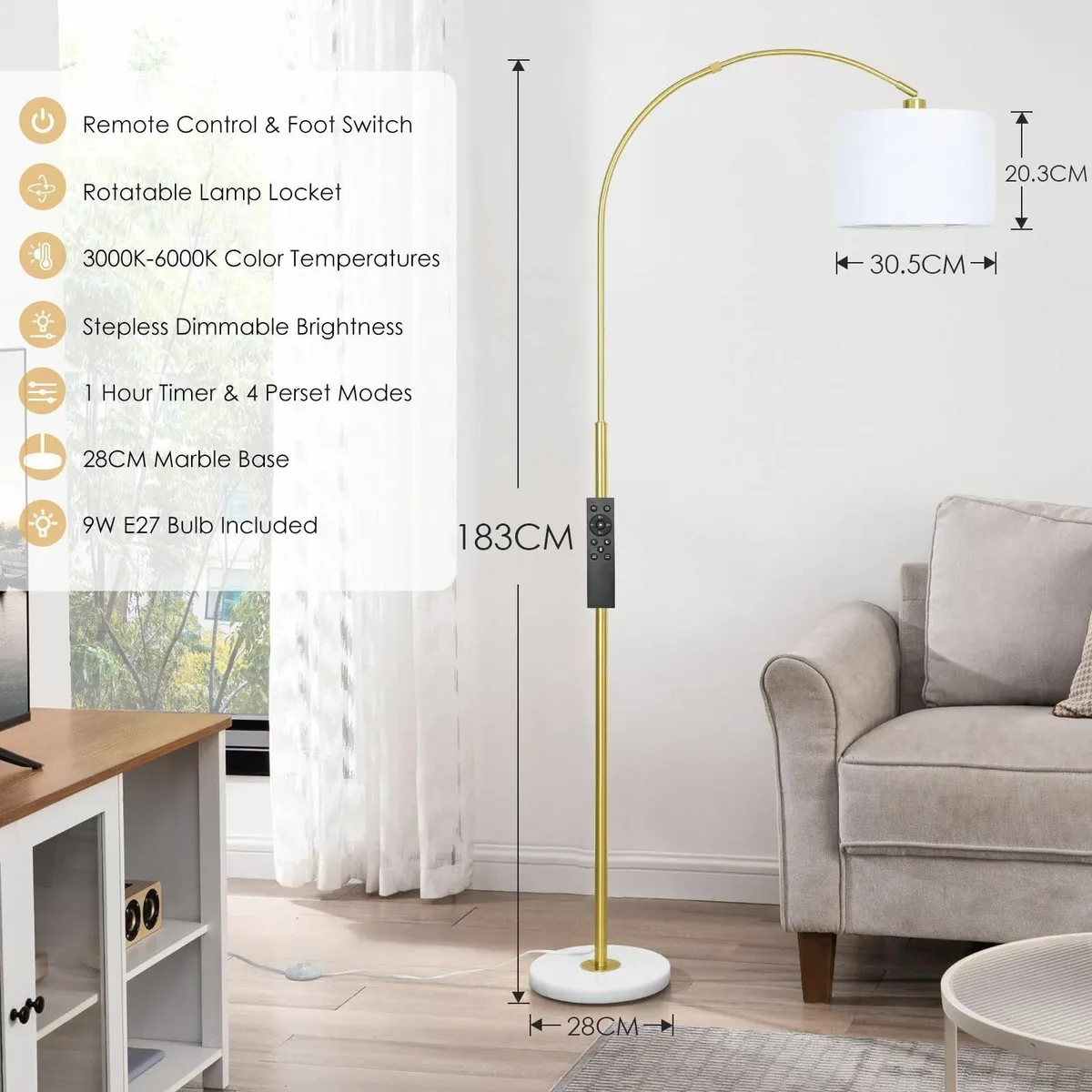 Arc Floor Lamp Modern Lamps for Living Room - Image 4