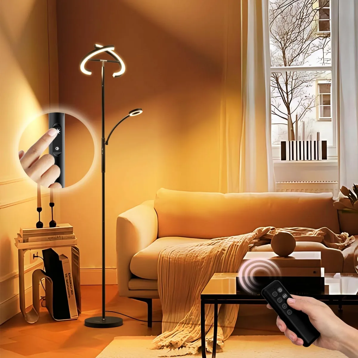 Uplighter Floor Lamp 22W 7W Reading Stepless - Image 2